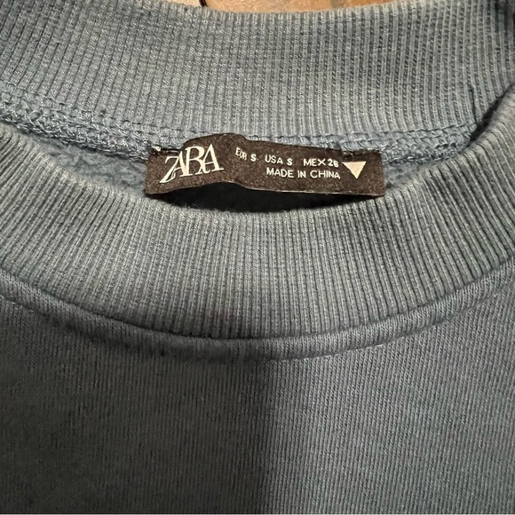 ZARA crop top sweater blue size small cinch feature - Picture 9 of 12